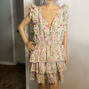 Anthropology Love the Label tiered floral mini dress Large